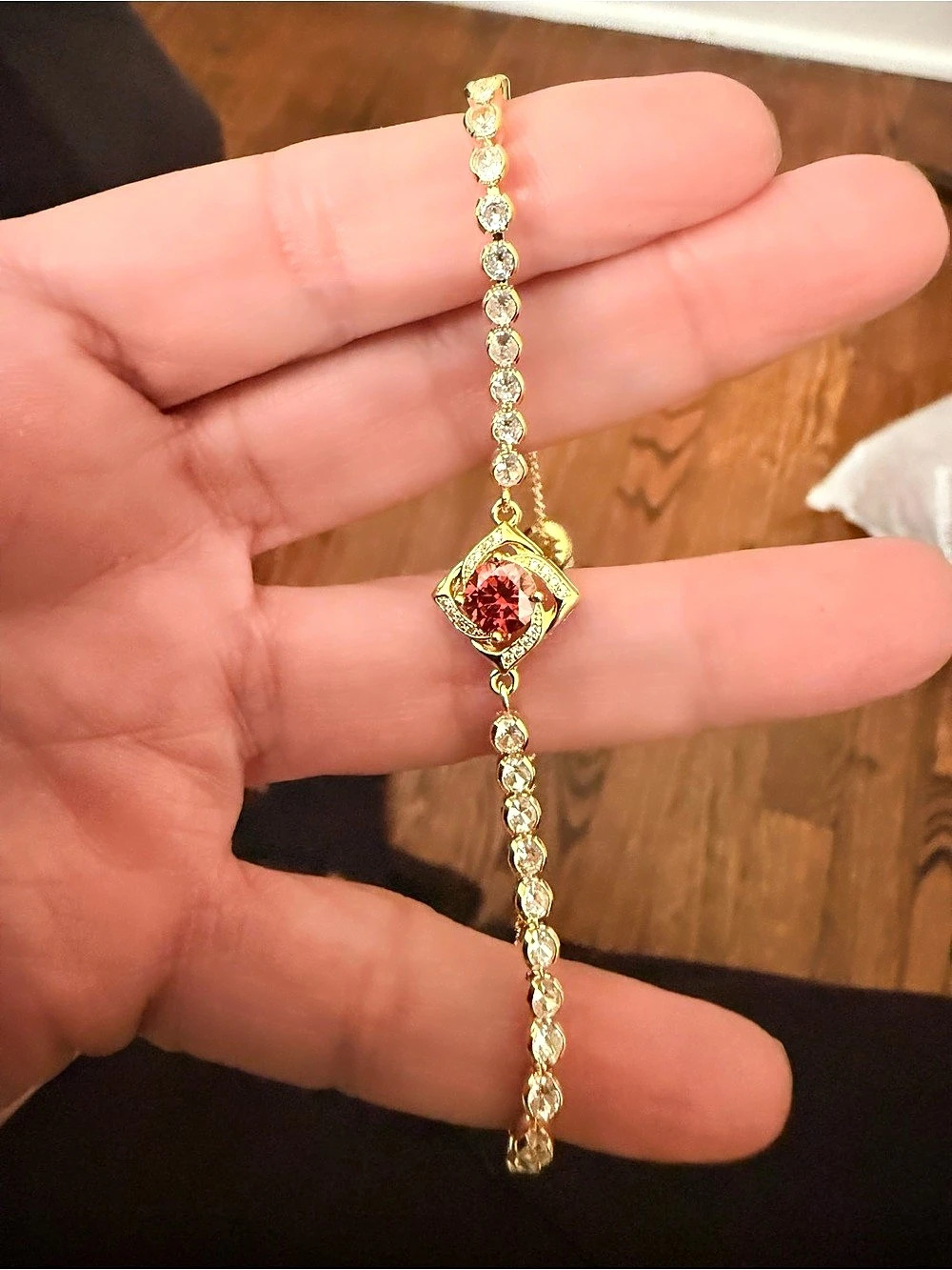 Gold & Red Stone Bracelet